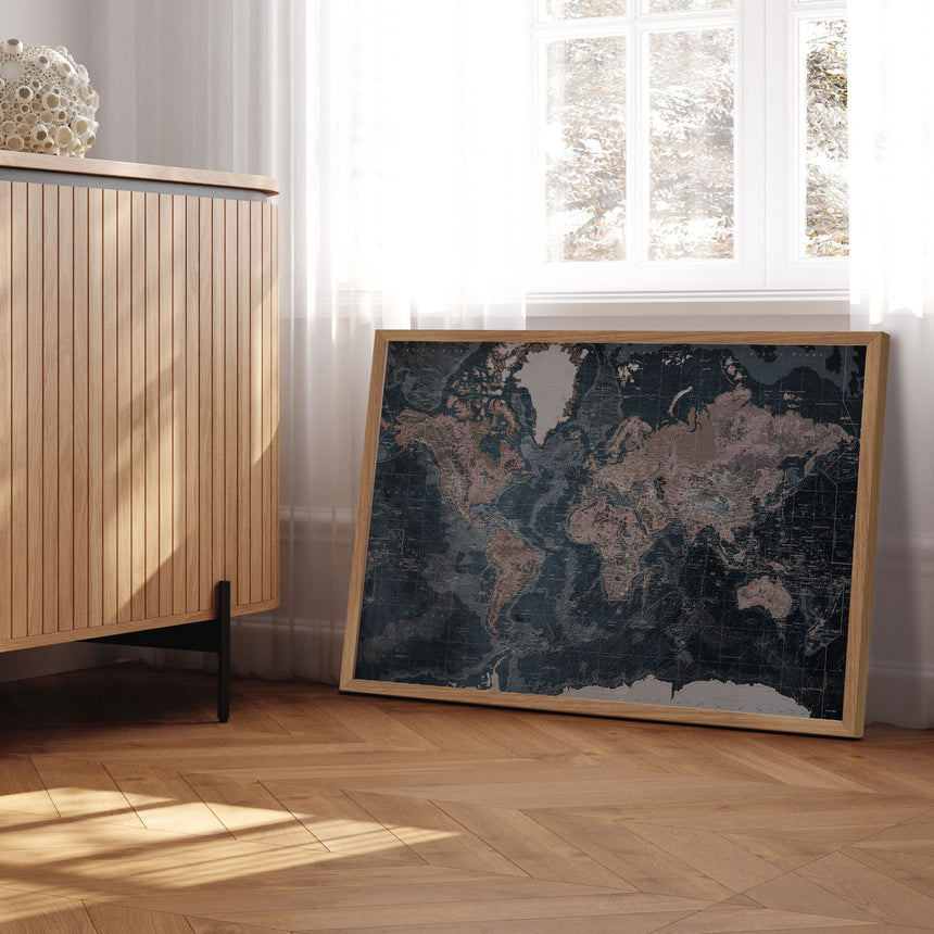 Verdenskort - Modern Blue - Plakat - Incado