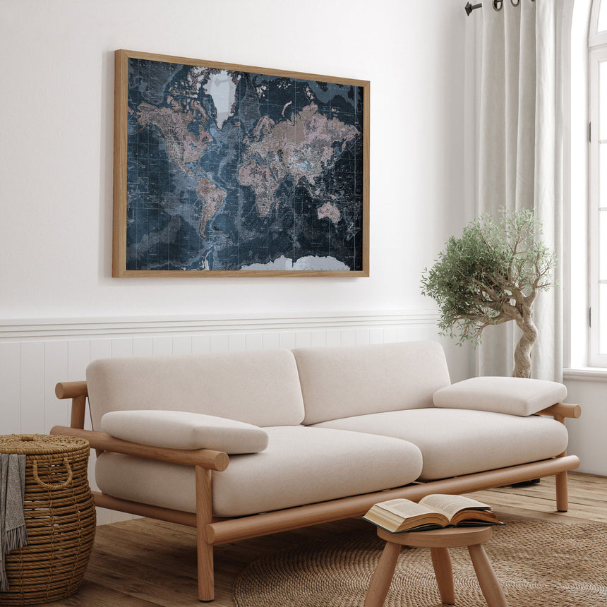 Verdenskort - Modern Blue - Plakat - Incado