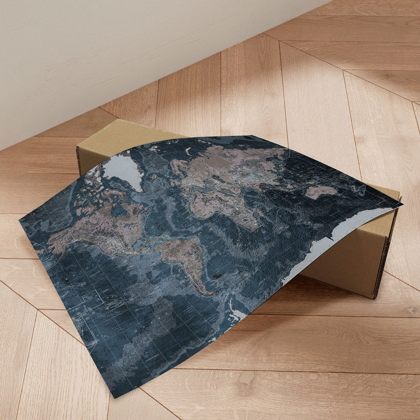 Verdenskort - Modern Blue - Plakat - Incado