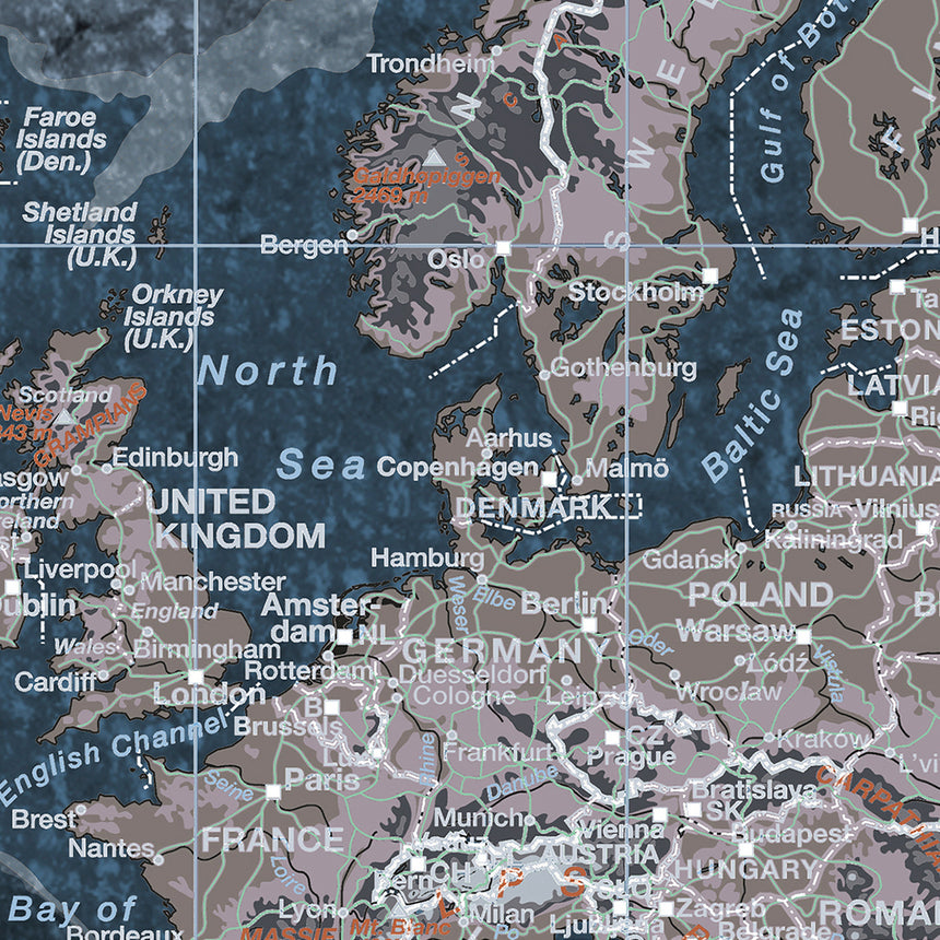 Verdenskort - Modern Blue - Plakat - Incado