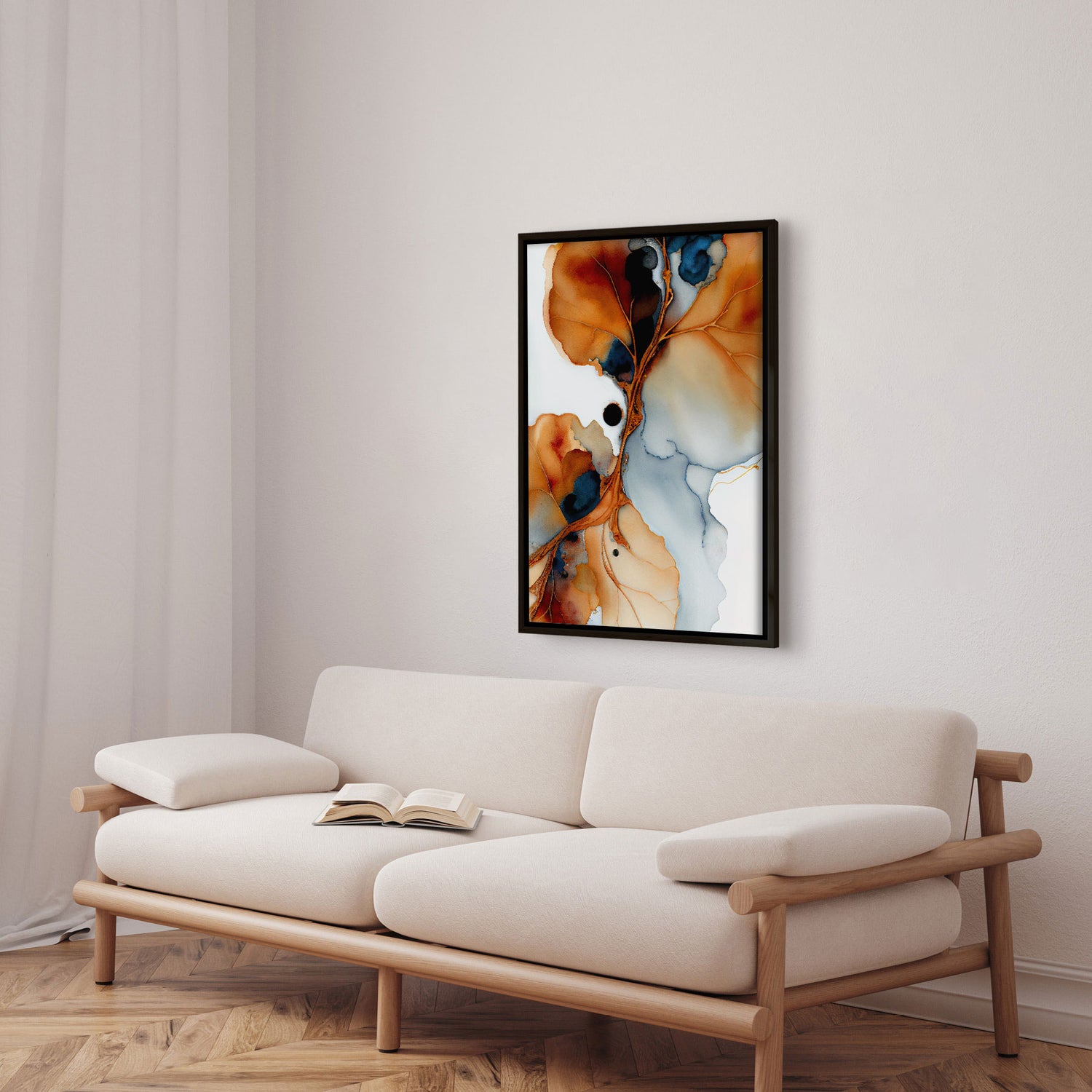 Håndlavet maleri med sort ramme - Aquarelle - Mixed media - Incado