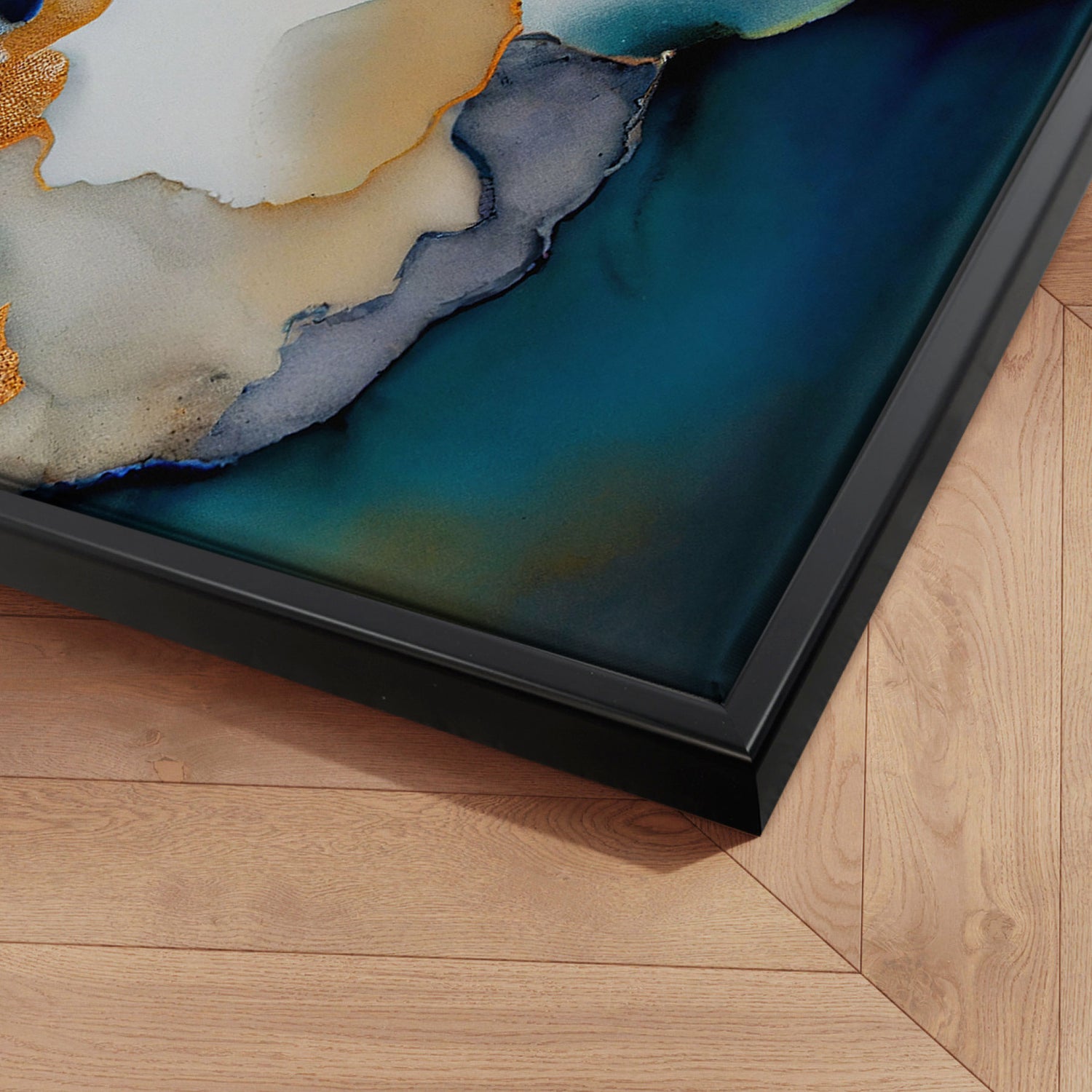 Håndlavet maleri med sort ramme - Aquarelle II - Mixed media - Incado