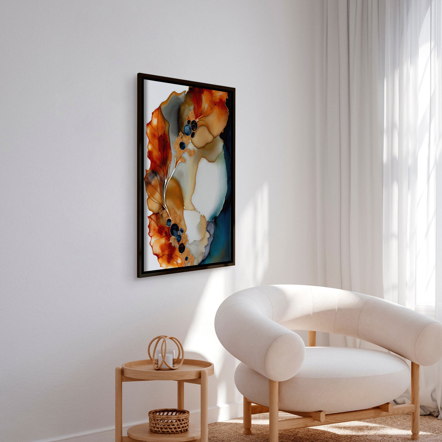 Håndlavet maleri med sort ramme - Aquarelle II - Mixed media - Incado