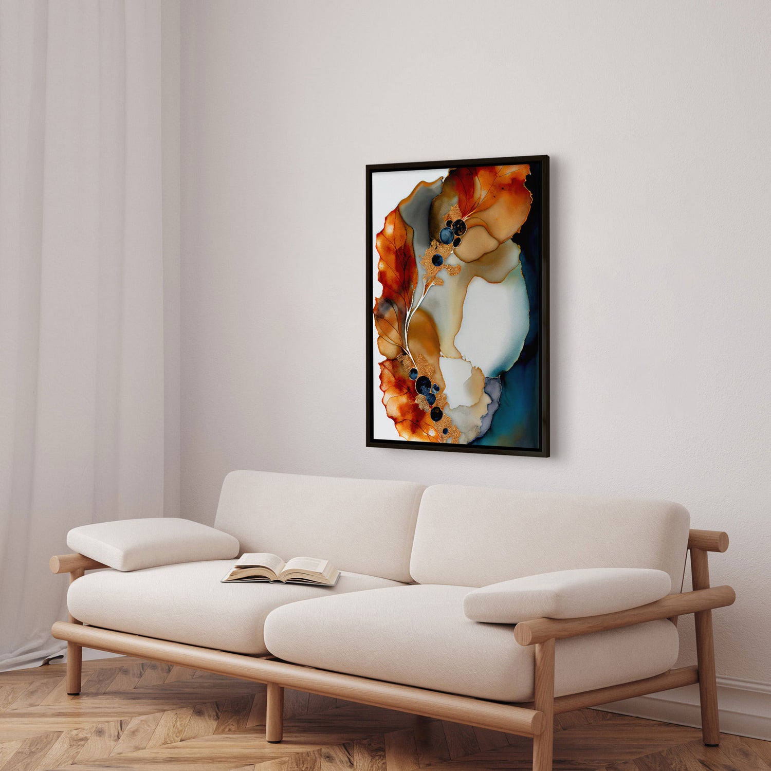 Håndlavet maleri med sort ramme - Aquarelle II - Mixed media - Incado