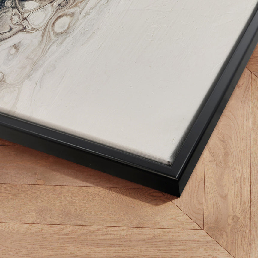 Håndlavet maleri med sort ramme - Beige Composition II - Mixed media - Incado