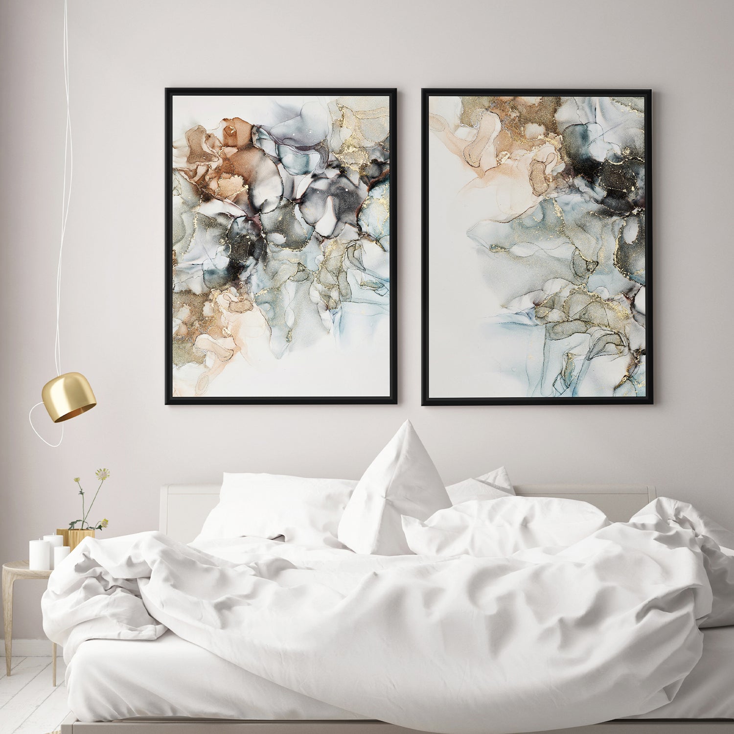 Håndlavet maleri med sort ramme - Contemporary Water - Mixed media - Incado