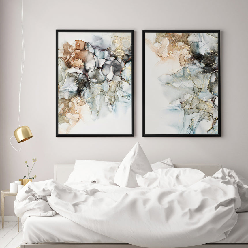 Håndlavet maleri med sort ramme - Contemporary Water - Mixed media - Incado