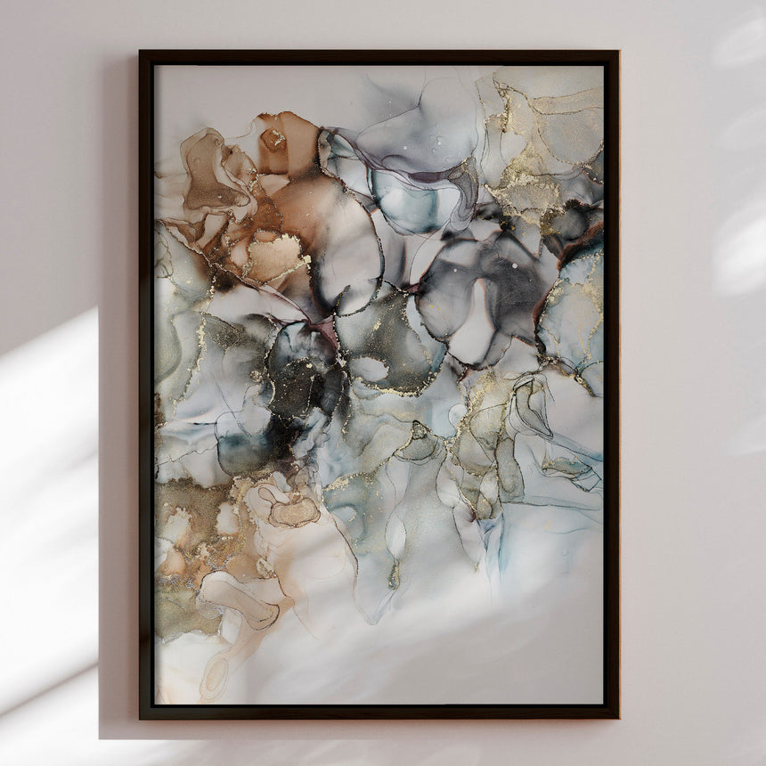 Håndlavet maleri med sort ramme - Contemporary Water - Mixed media - Incado