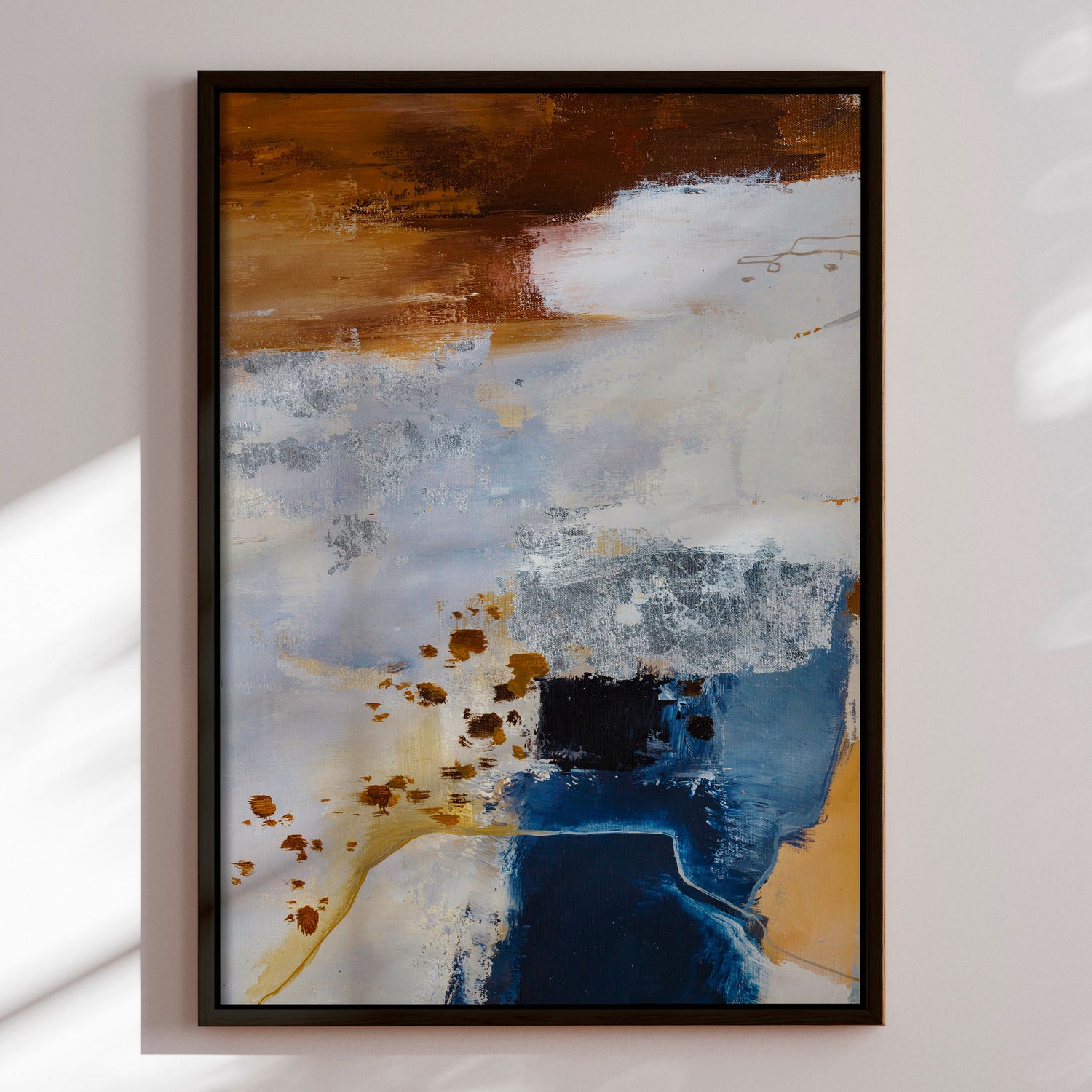 Håndlavet maleri med sort ramme - Okker Feeling - Mixed media - Incado