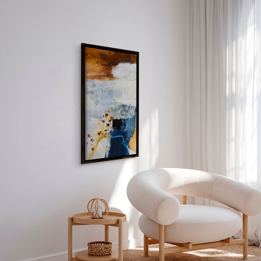 Håndlavet maleri med sort ramme - Okker Feeling - Mixed media - Incado