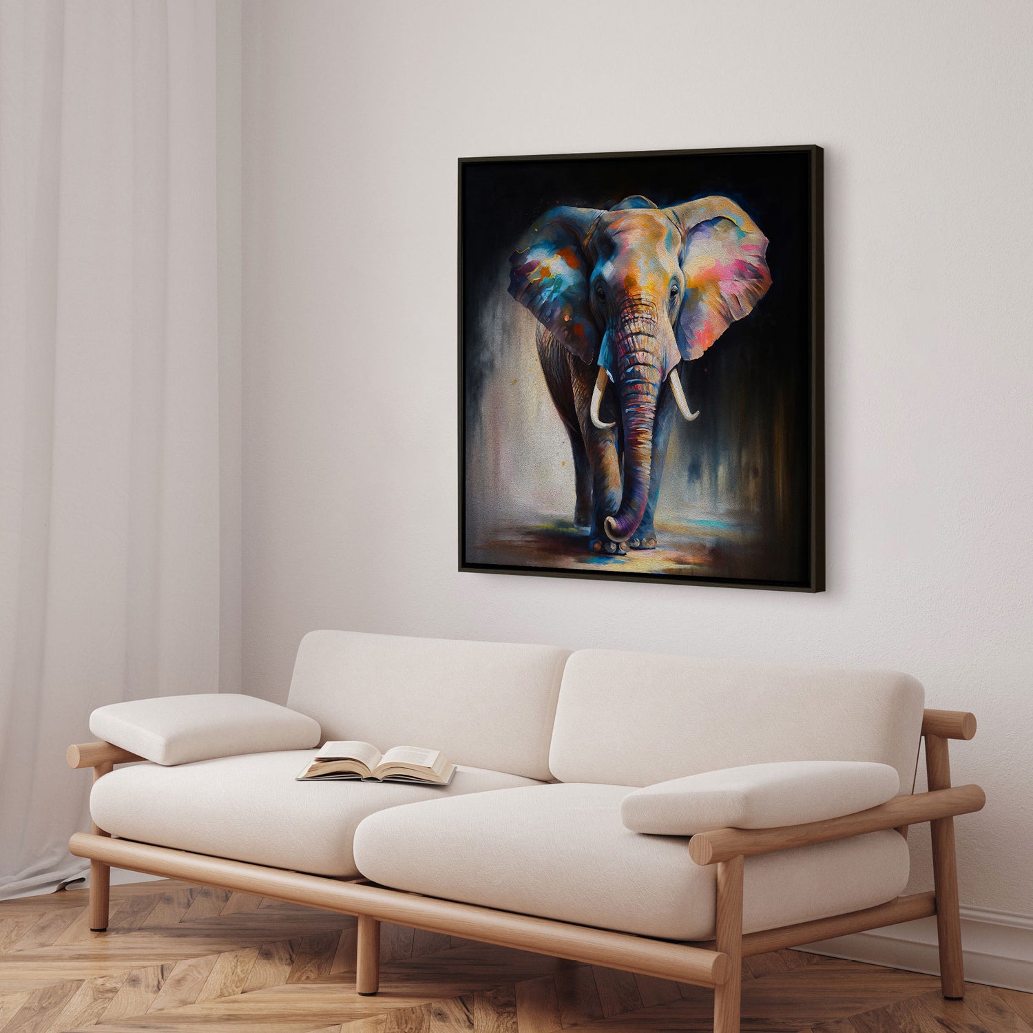 Håndlavet maleri med ramme - Colorful Elephant - Mixed media - Incado