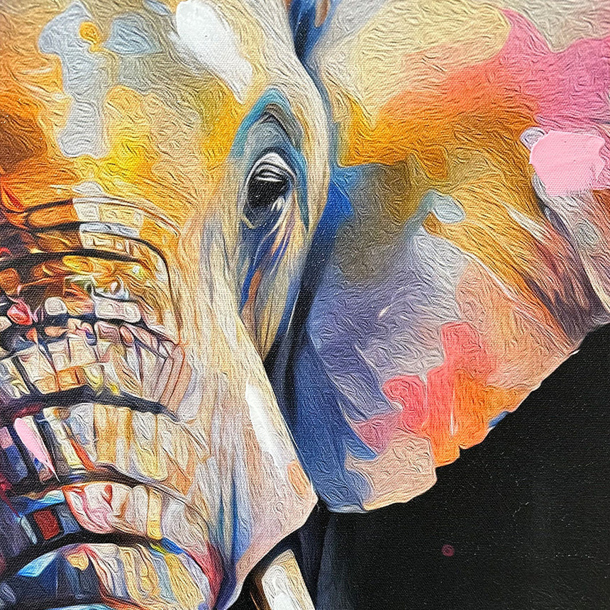 Håndlavet maleri med ramme - Colorful Elephant - Mixed media - Incado