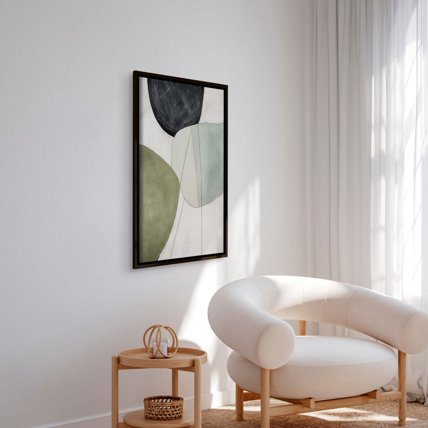 Håndlavet maleri med sort ramme - Green I - Mixed media - Incado