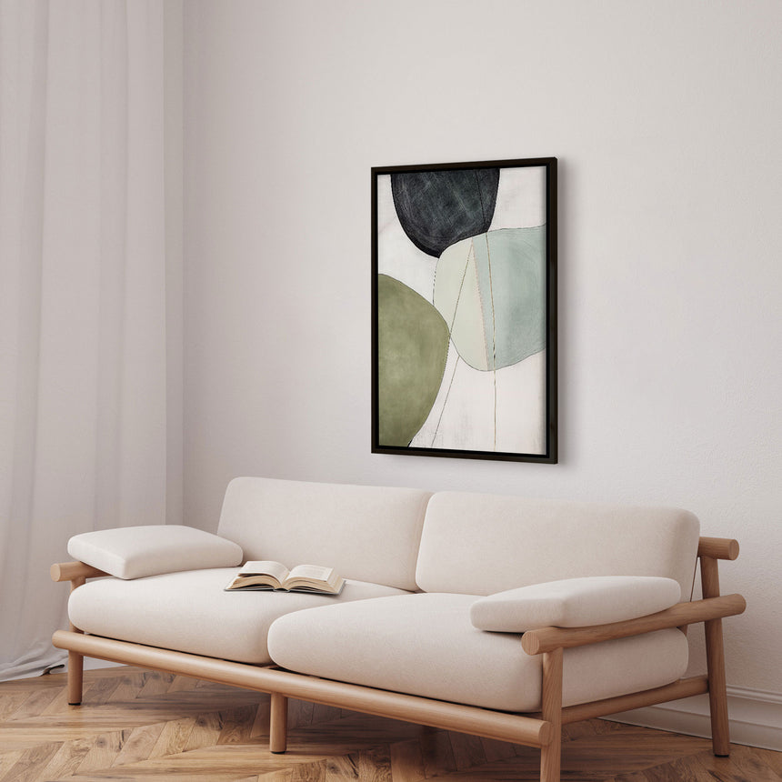 Håndlavet maleri med sort ramme - Green I - Mixed media - Incado