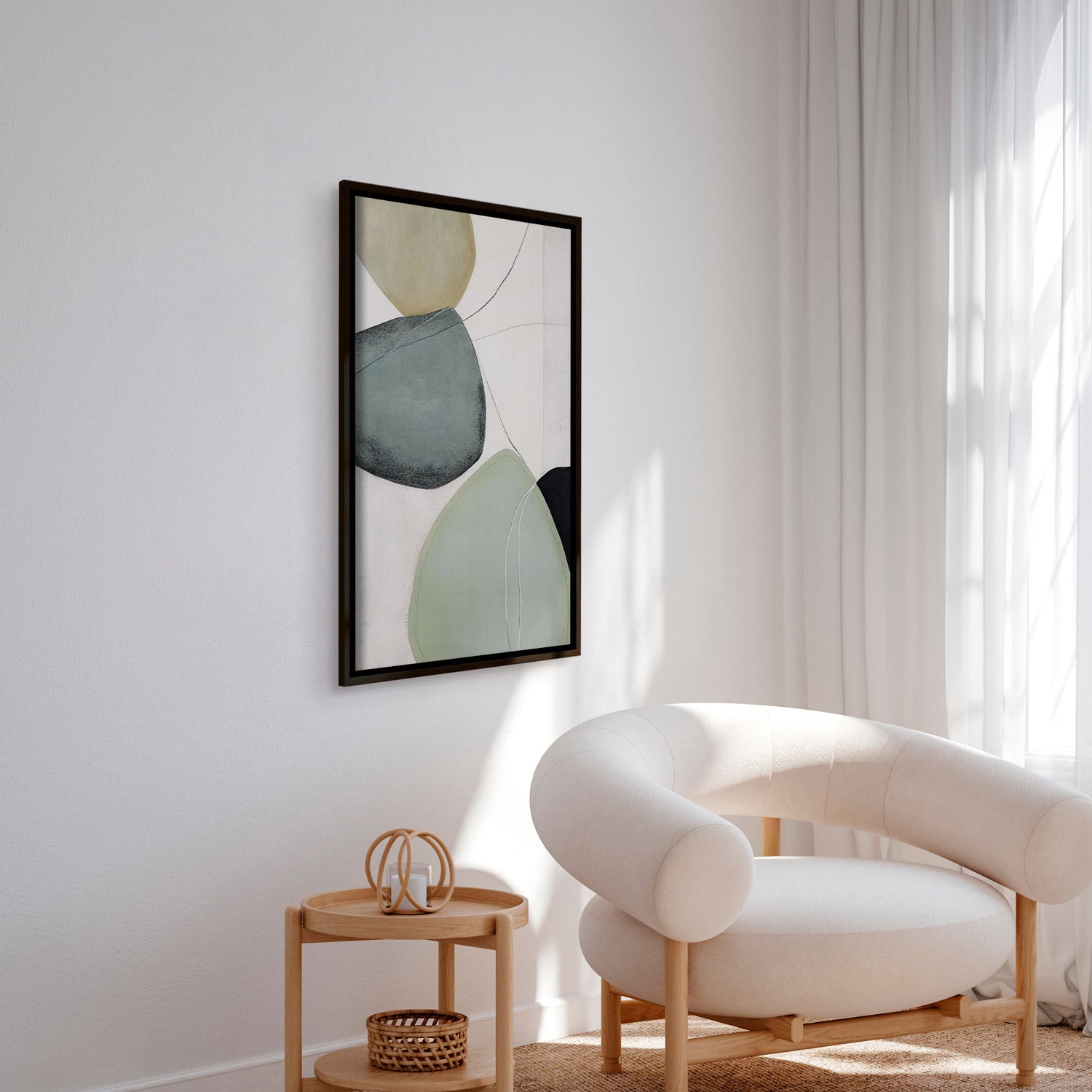 Håndlavet maleri med sort ramme - Green II - Mixed media - Incado