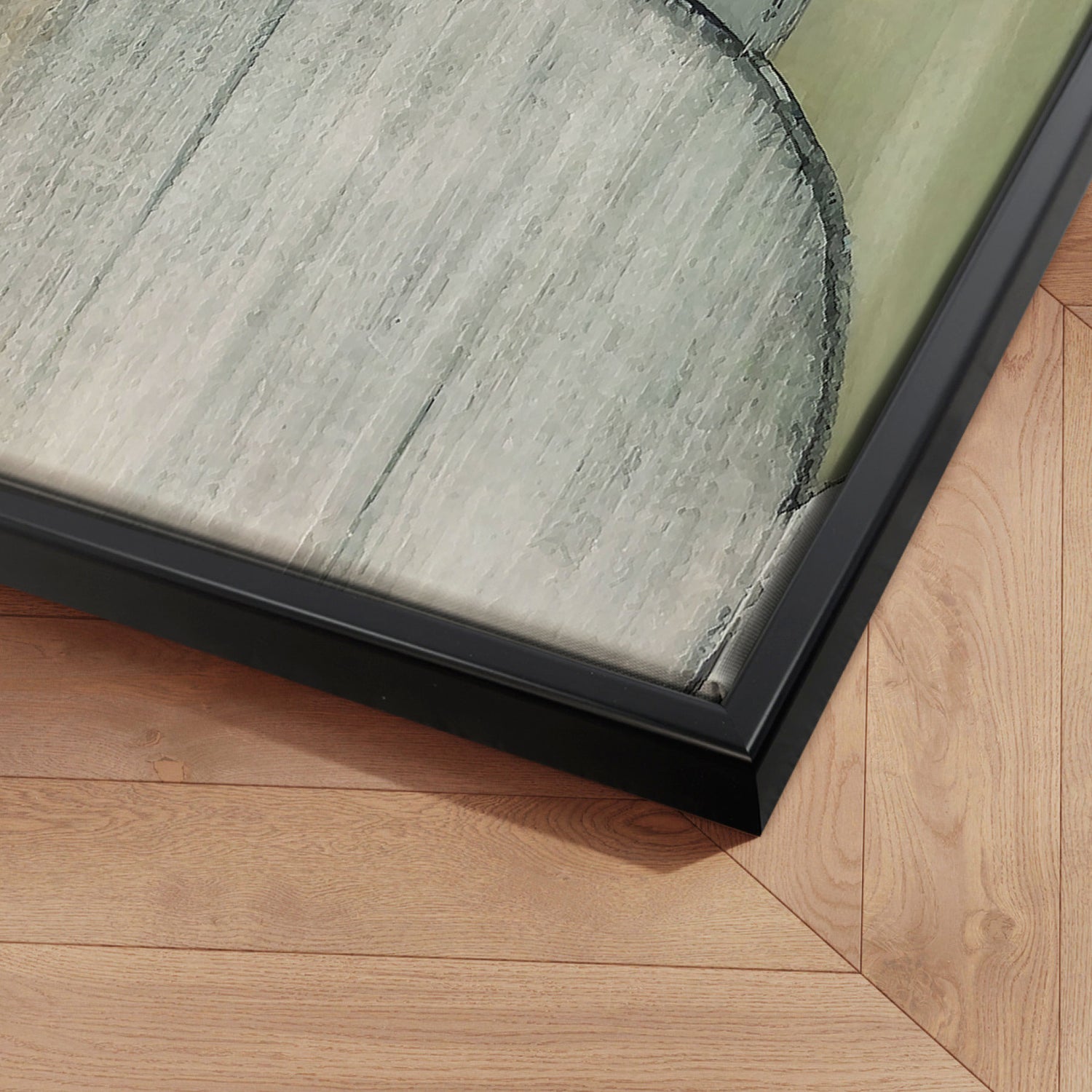 Håndlavet maleri med sort ramme - Green III - Mixed media - Incado