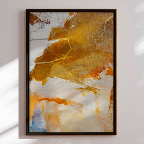 Håndlavet maleri med sort ramme - Okker Feeling II - Mixed media - Incado