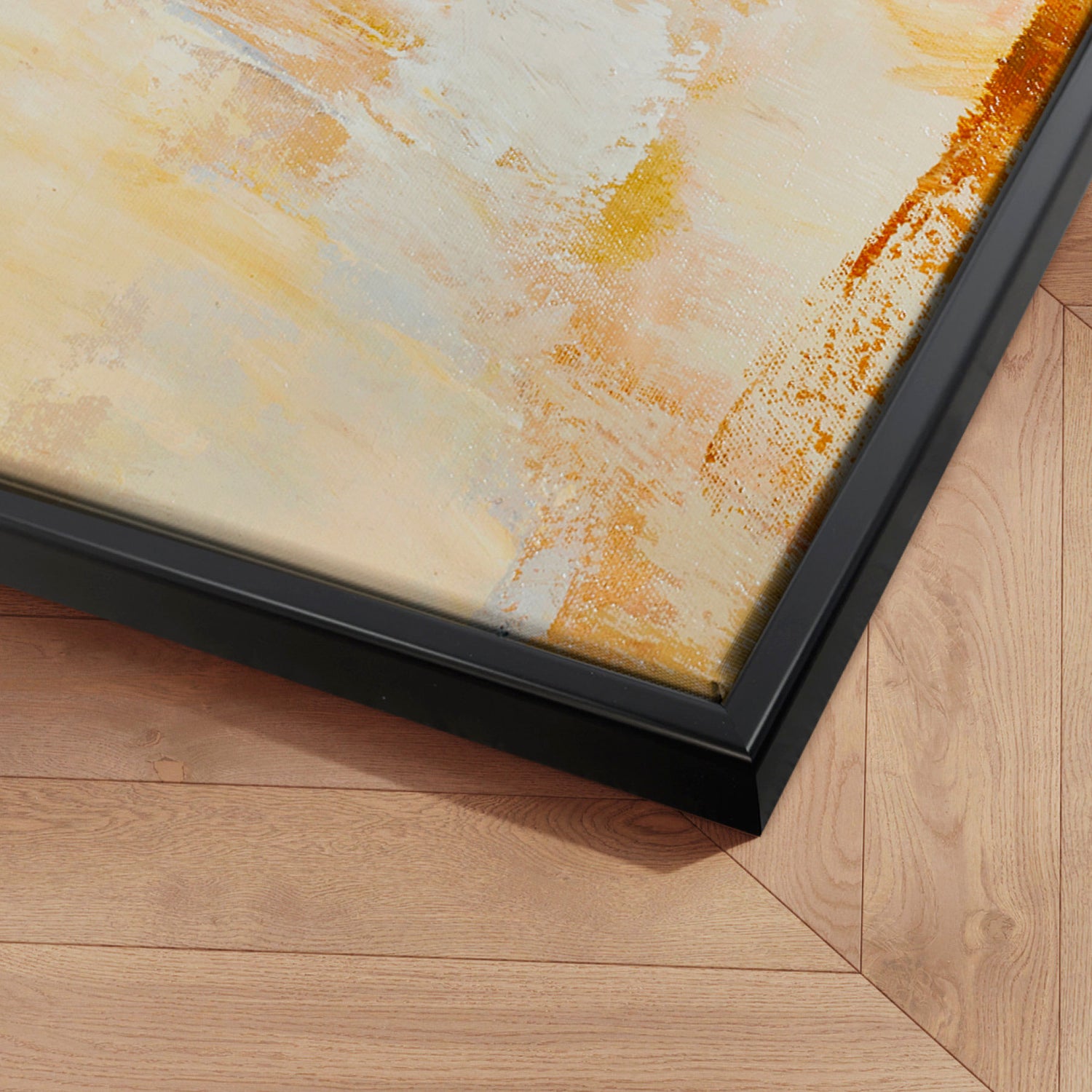 Håndlavet maleri med sort ramme - Okker Feeling II - Mixed media - Incado