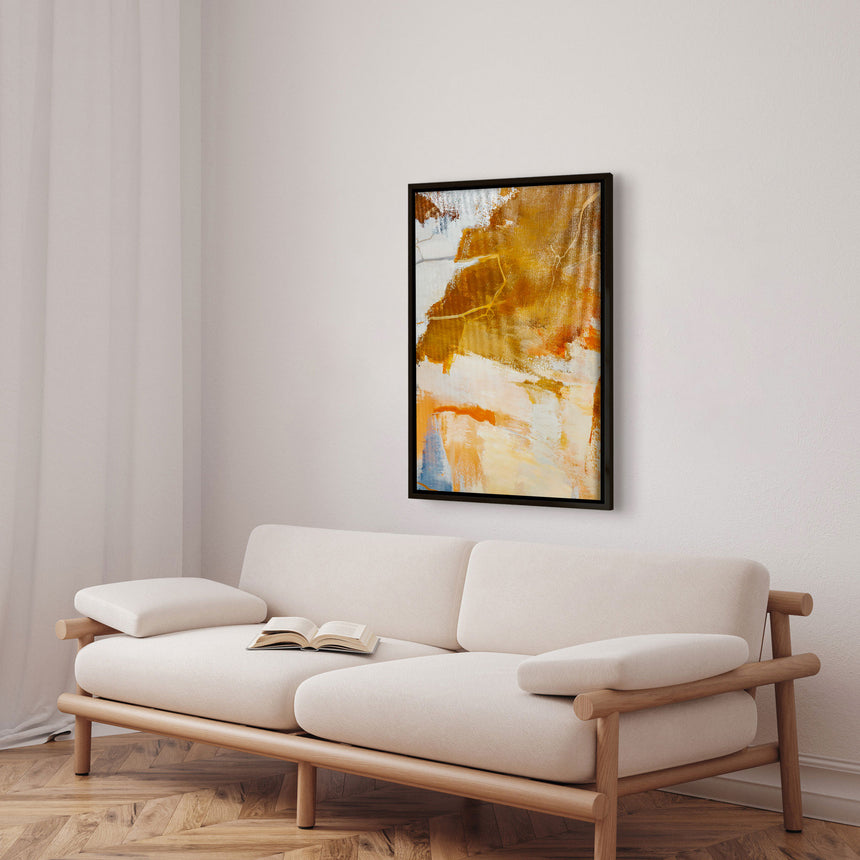 Håndlavet maleri med sort ramme - Okker Feeling II - Mixed media - Incado