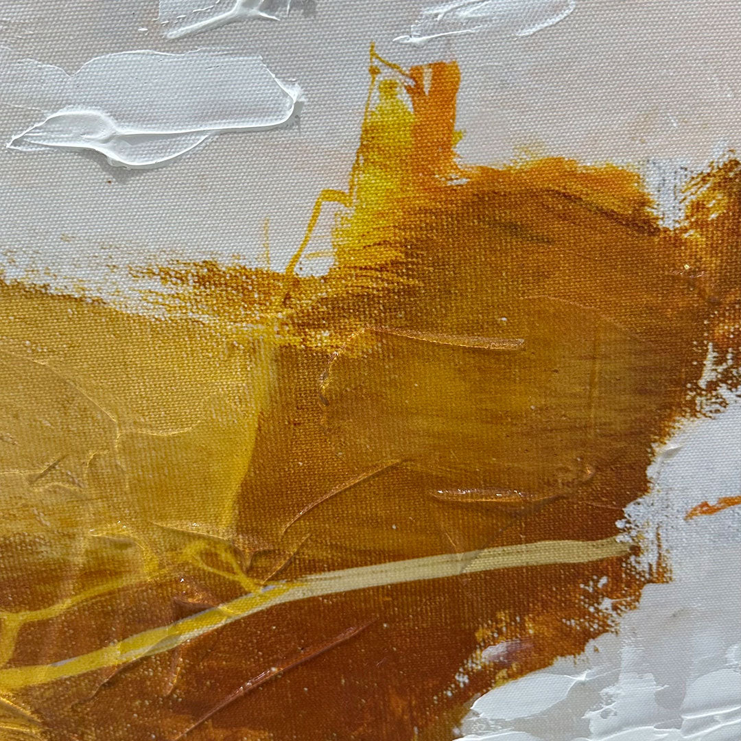 Håndlavet maleri med sort ramme - Okker Feeling II - Mixed media - Incado