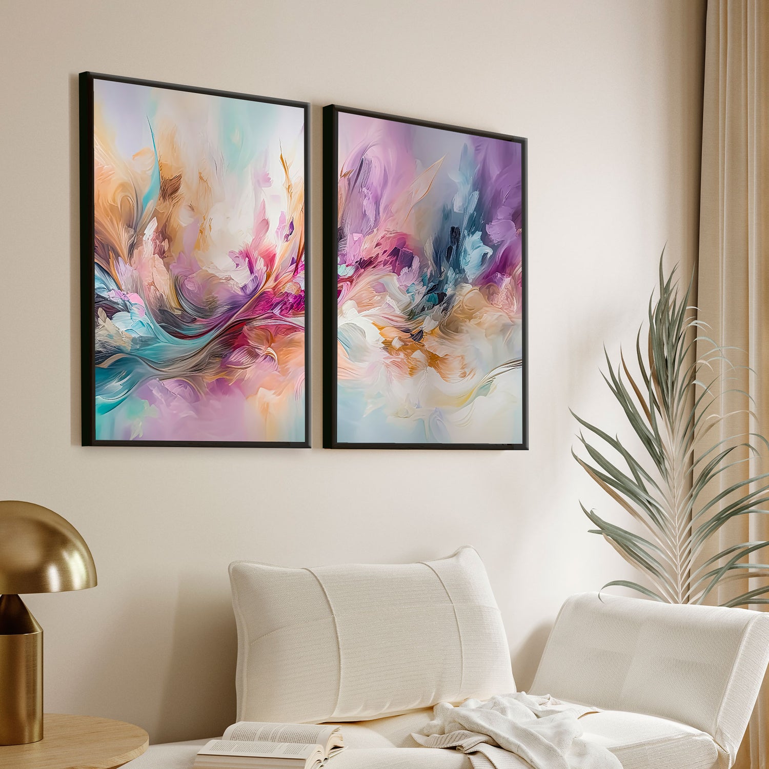 Håndlavet maleri med sort ramme - Colorful Explosion II - Mixed media - Incado