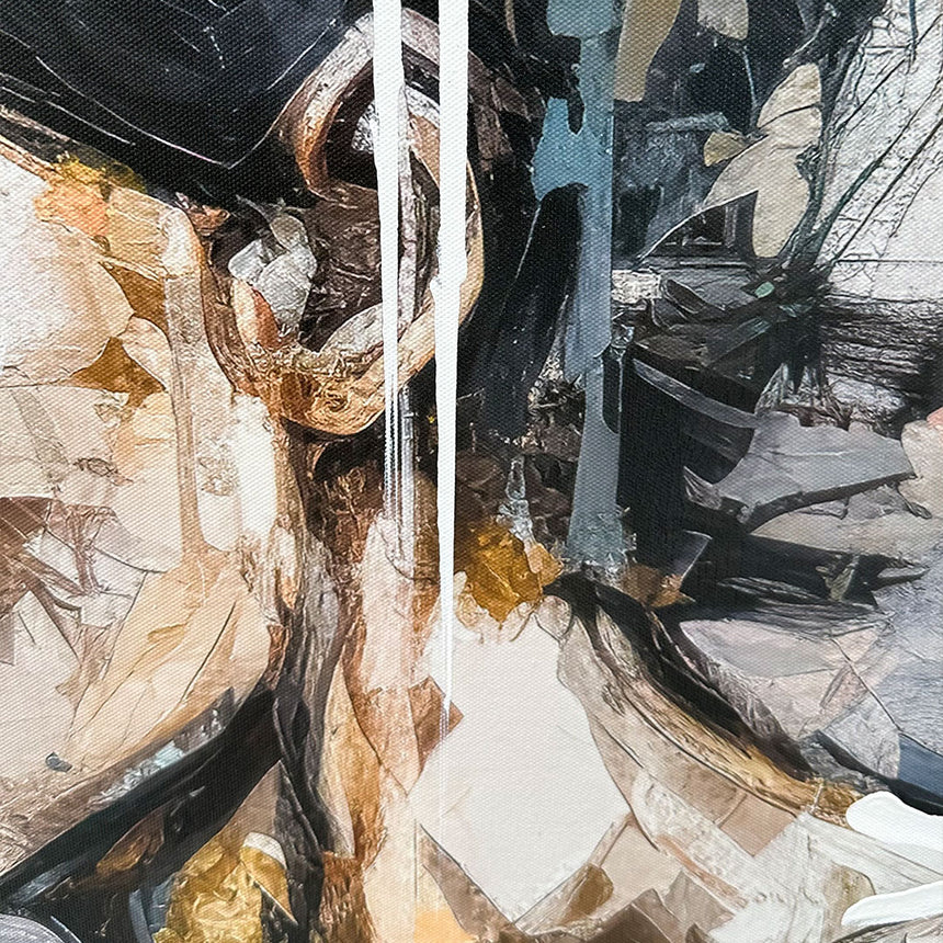Håndlavet maleri med sort ramme - Abstract Lady - Mixed media - Incado
