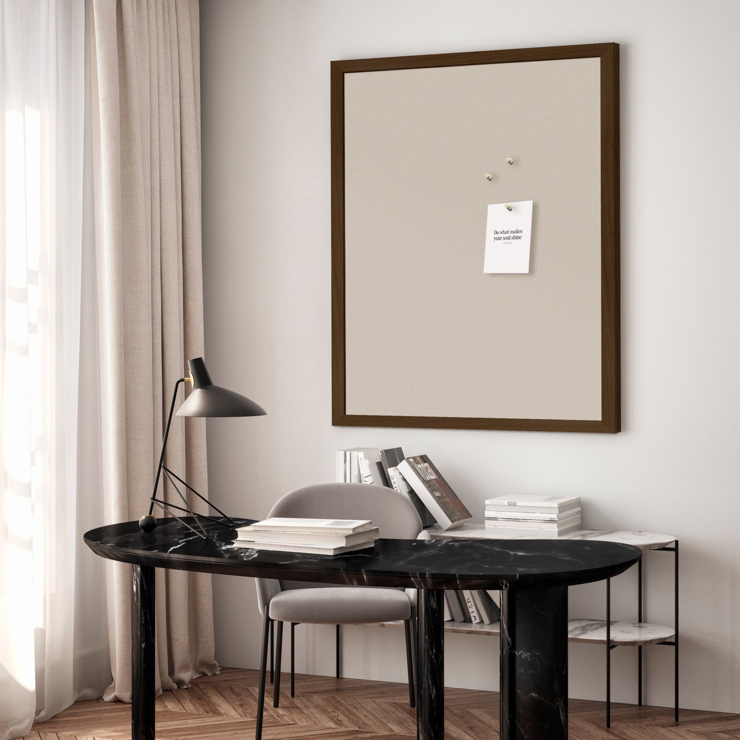 Opslagstavle med røget egetræsramme - Coconut Milk - Incado