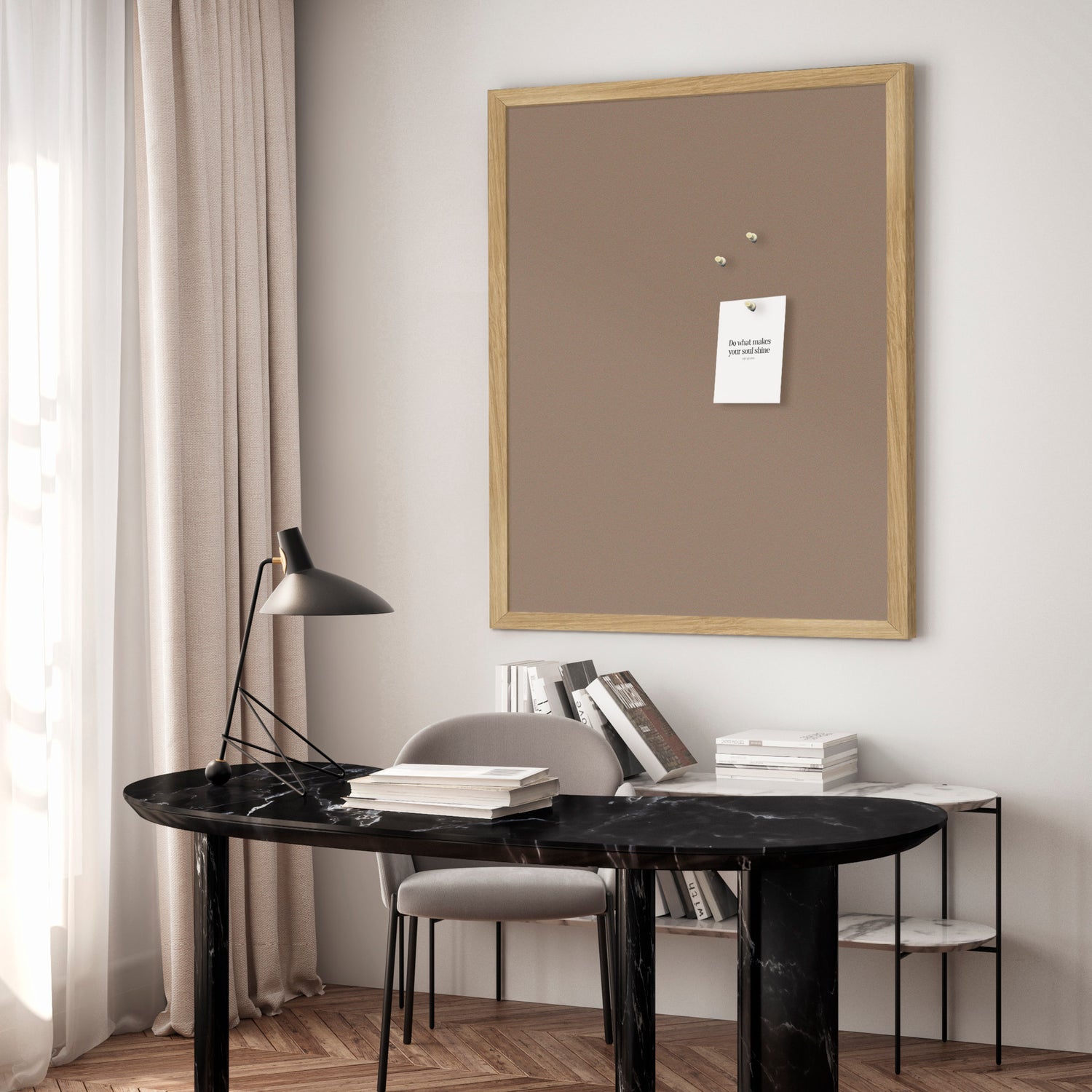 Opslagstavle med egetræsramme - Rich Beige - Incado