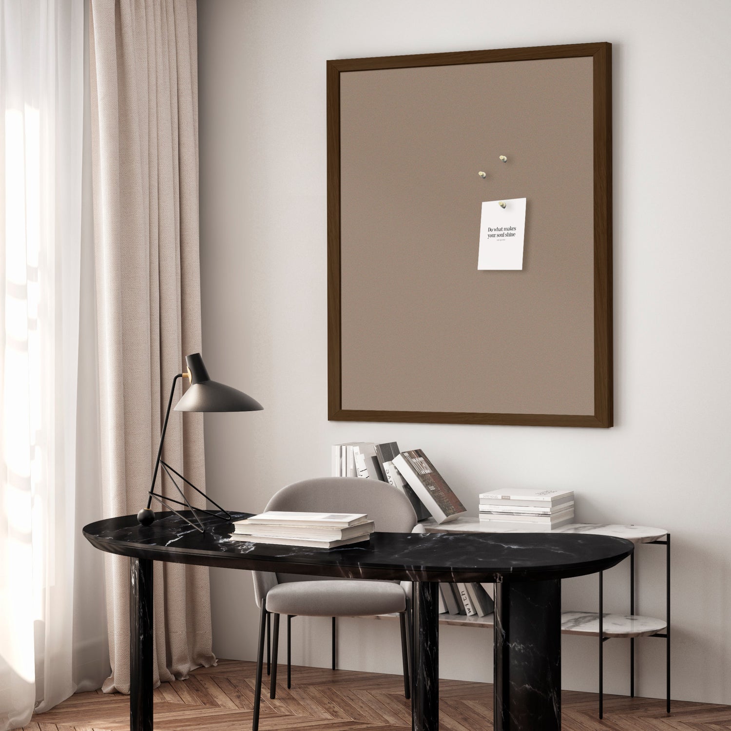 Opslagstavle med røget egetræsramme - Rich Beige - Incado