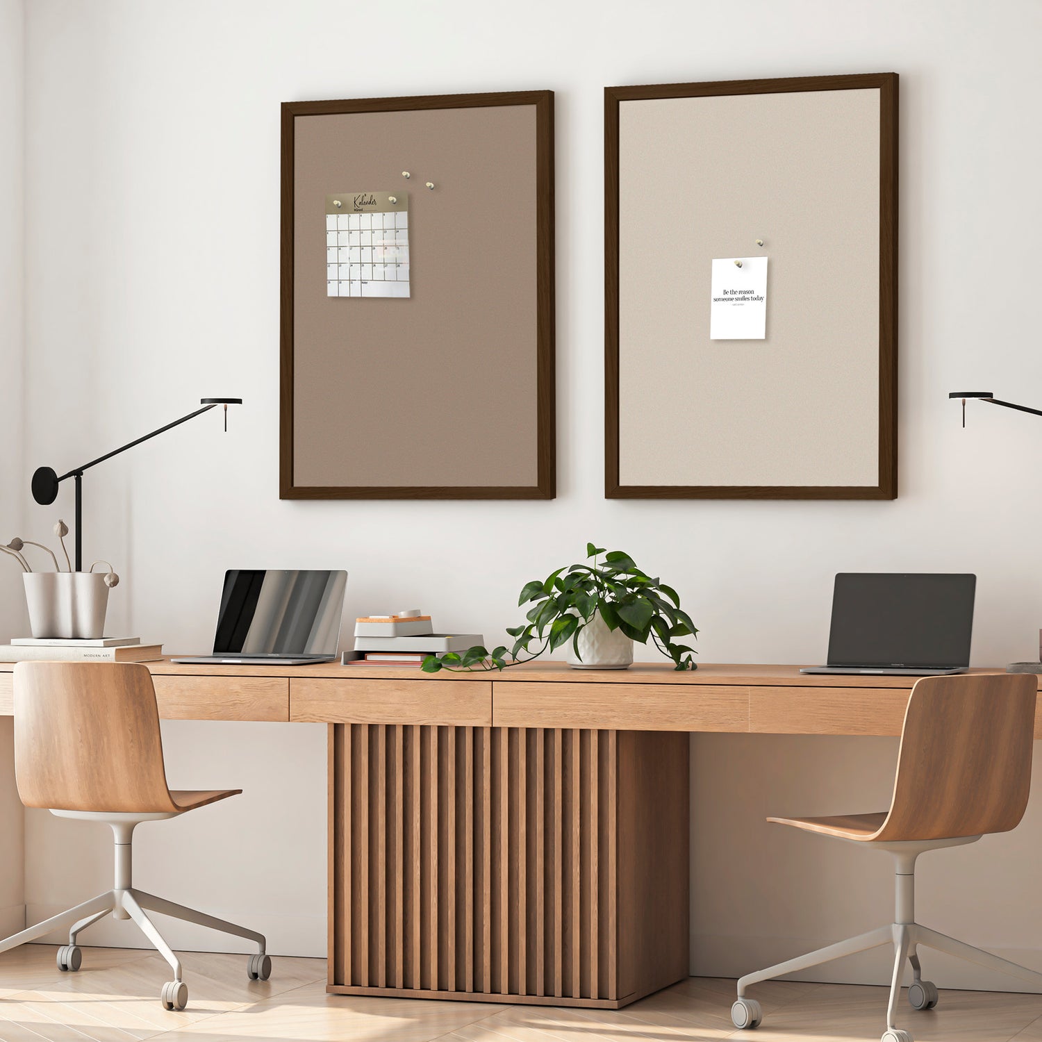 Opslagstavle med røget egetræsramme - Rich Beige - Incado