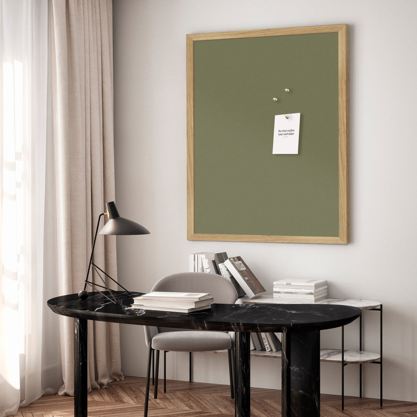 Opslagstavle med egetræsramme - Deluxe Green - Incado