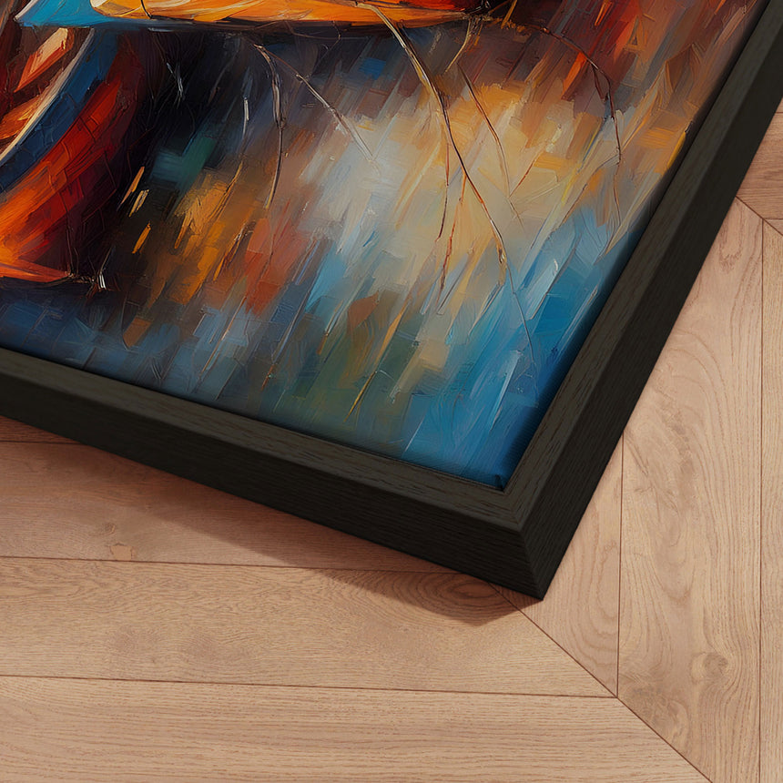 Håndlavet maleri med ramme - Bådhavn I - Mixed media - Incado