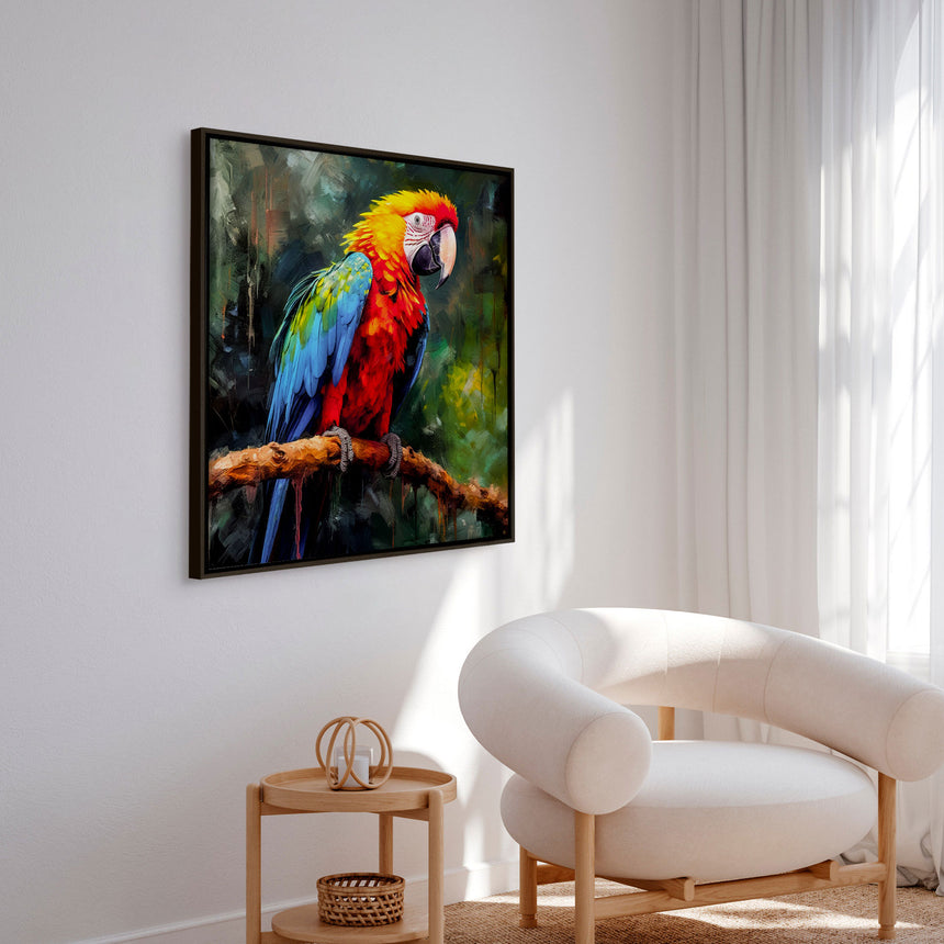Håndlavet maleri med ramme - Parrot I - Mixed media - Incado
