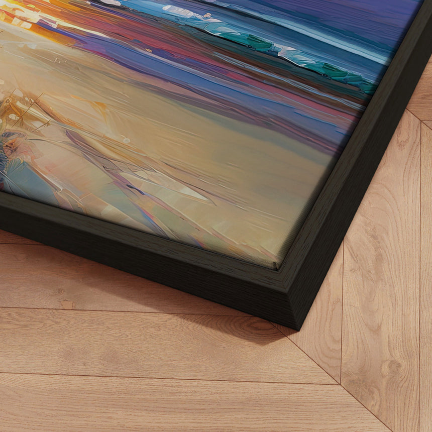 Håndlavet maleri med ramme - Colorful Sunset - Mixed media - Incado