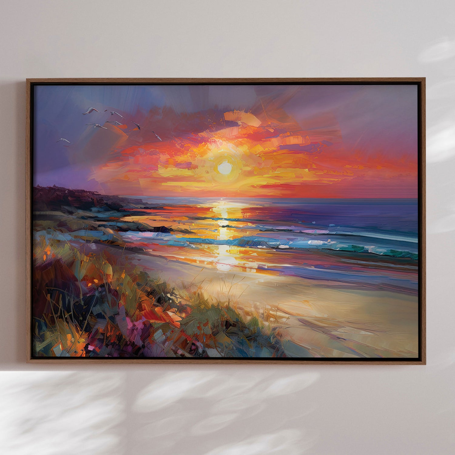 Håndlavet maleri med ramme - Colorful Sunset - Mixed media - Incado