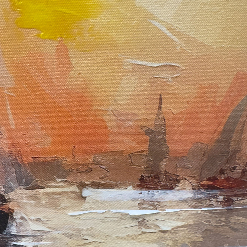 Håndlavet maleri med ramme - Time to Go II - Mixed media - Incado