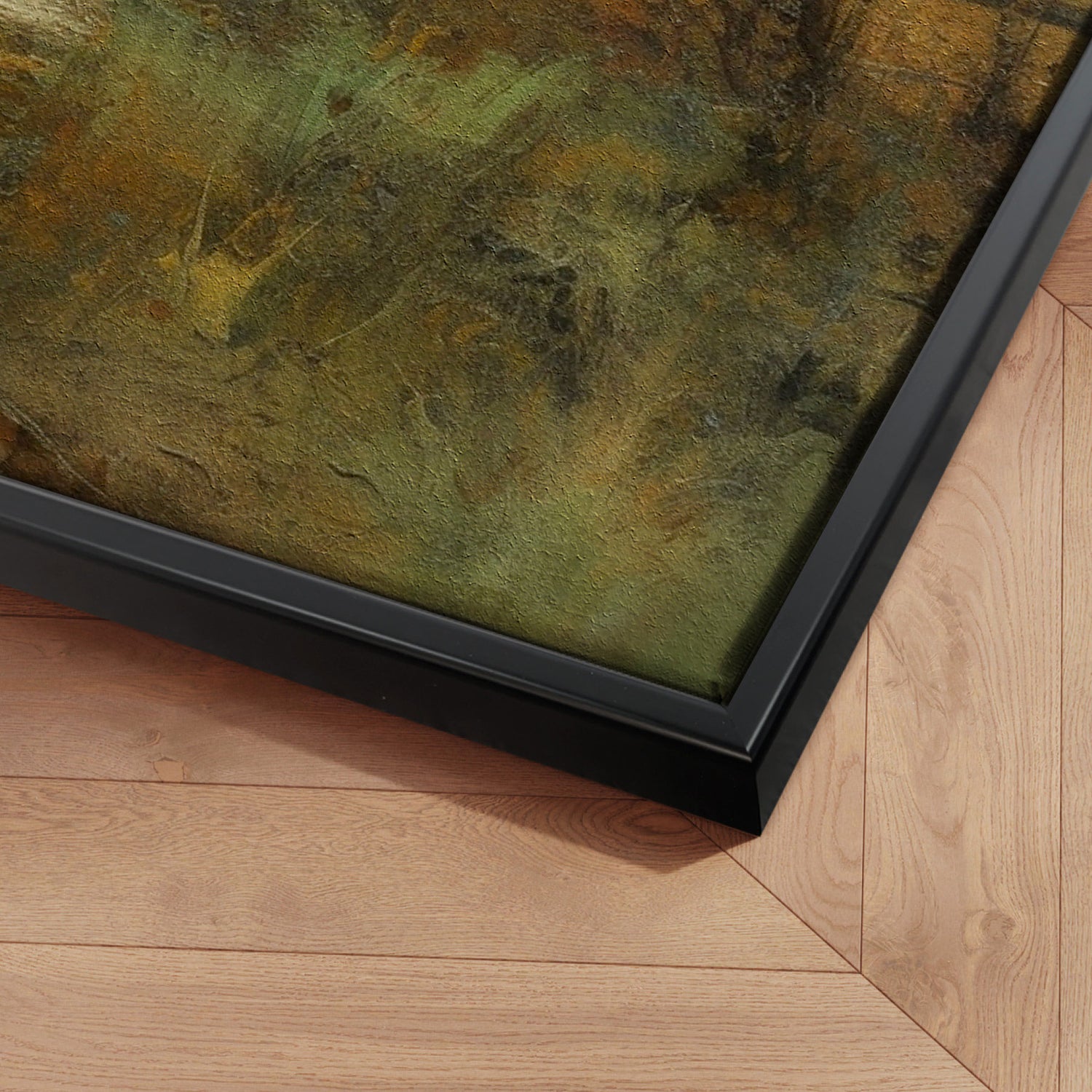 Håndlavet maleri med sort ramme - Romantic Field II - Mixed media - Incado