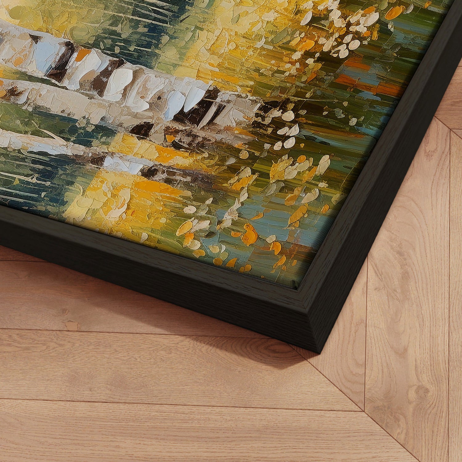 Håndlavet maleri med ramme - Early Morning - Mixed media - Incado