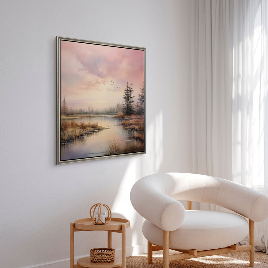 Håndlavet maleri med ramme - Delicate Morning - Mixed media - Incado