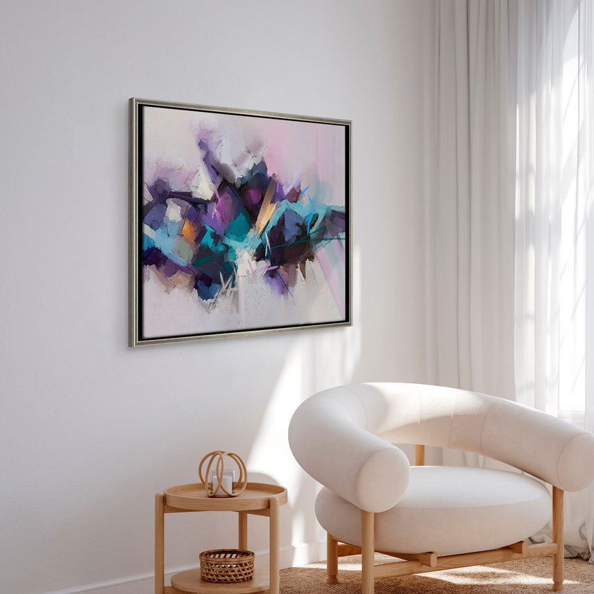 Håndlavet maleri med ramme - Purple Distraction - Mixed media - Incado