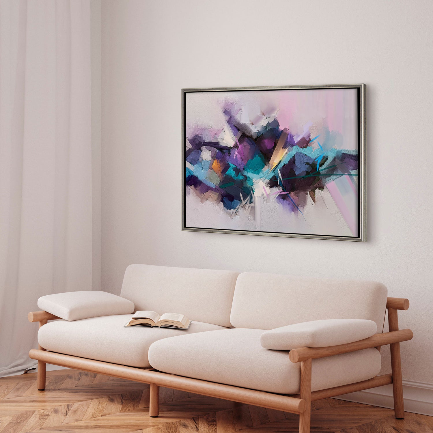 Håndlavet maleri med ramme - Purple Distraction - Mixed media - Incado