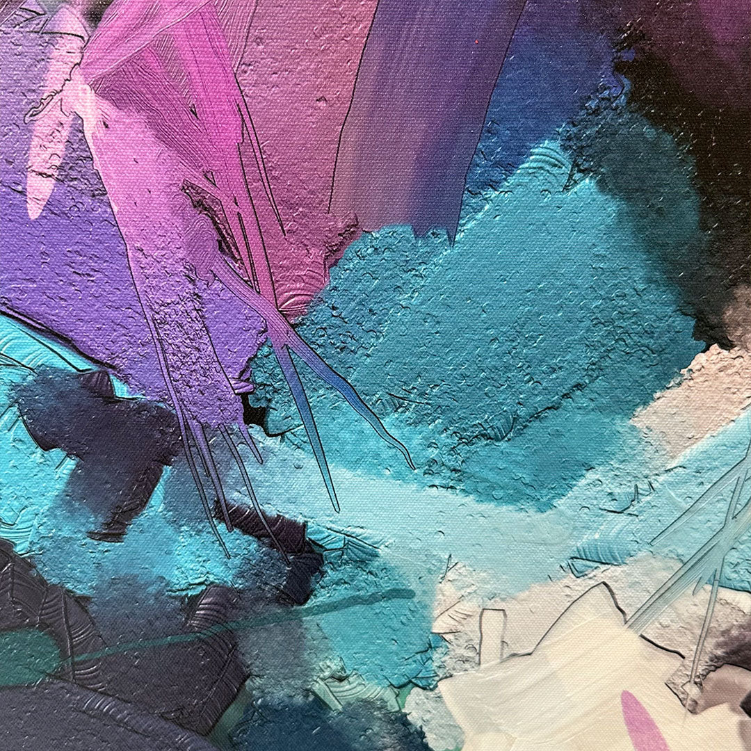 Håndlavet maleri med ramme - Purple Distraction - Mixed media - Incado