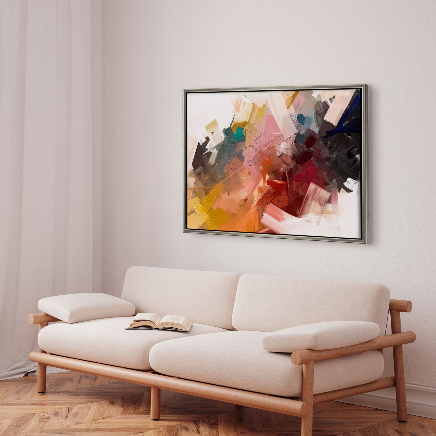 Håndlavet maleri med ramme - Colorful Swirl - Mixed media - Incado