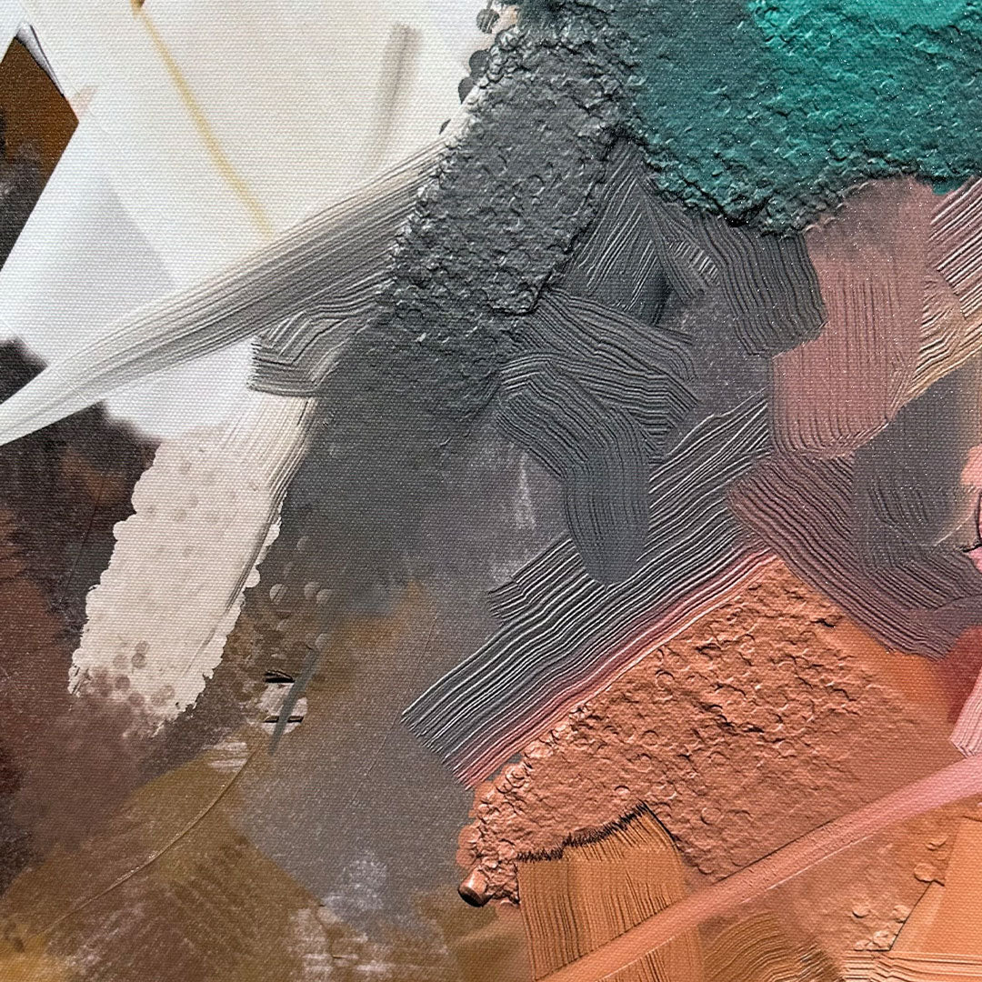 Håndlavet maleri med ramme - Colorful Swirl - Mixed media - Incado