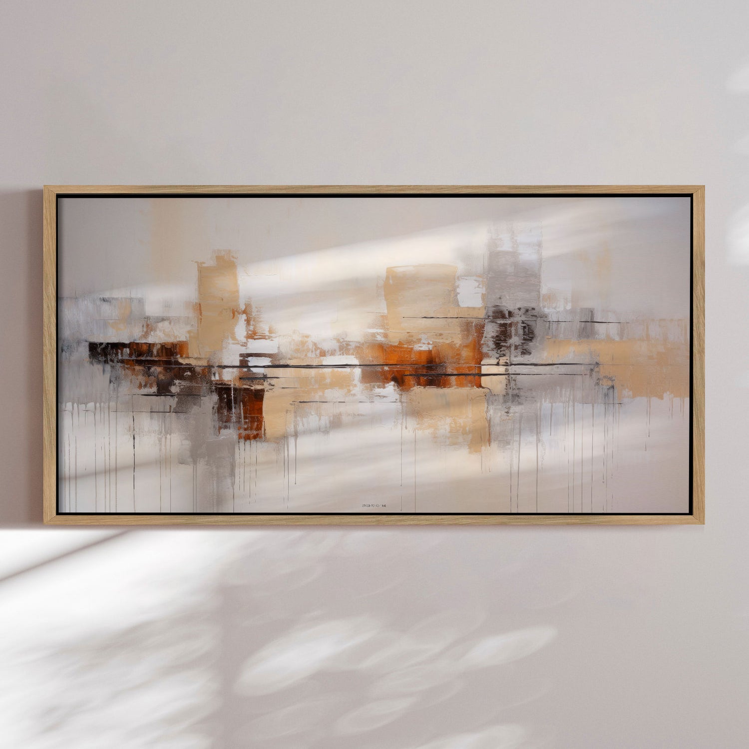 Håndlavet maleri med egetræsramme - Brown Abstract II - Mixed media - Incado