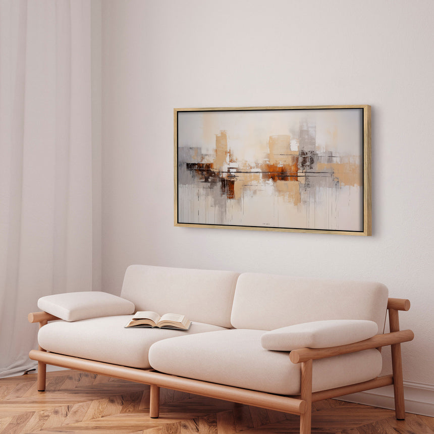 Håndlavet maleri med egetræsramme - Brown Abstract II - Mixed media - Incado