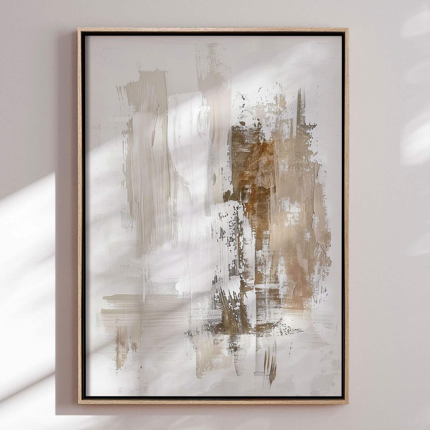 Håndlavet maleri med ramme - Beige Serenity - Mixed media - Incado