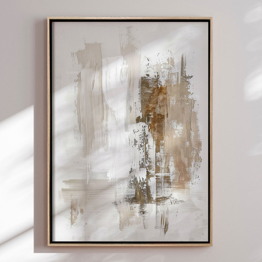 Håndlavet maleri med ramme - Beige Serenity - Mixed media - Incado