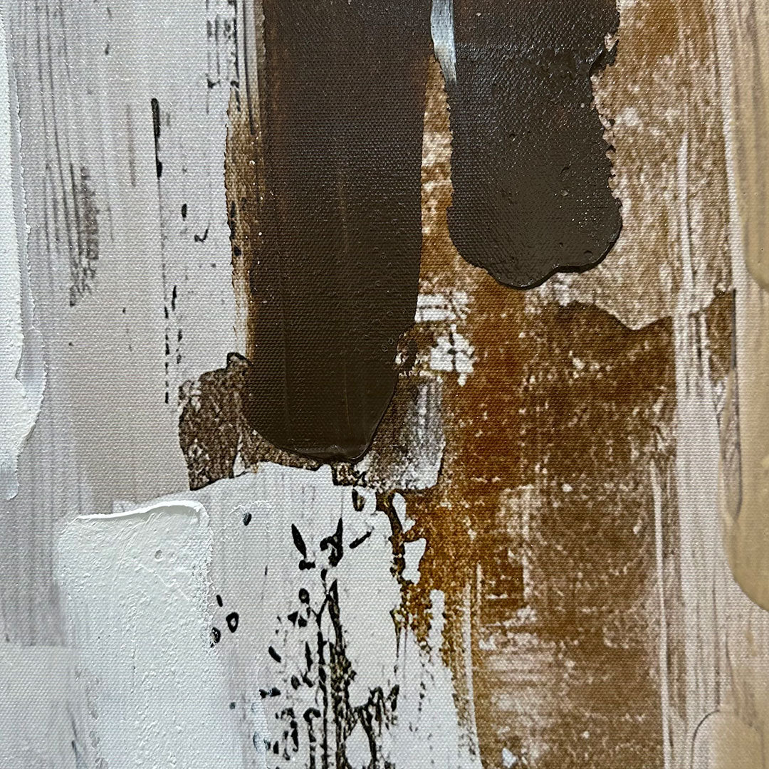 Håndlavet maleri med ramme - Beige Serenity - Mixed media - Incado