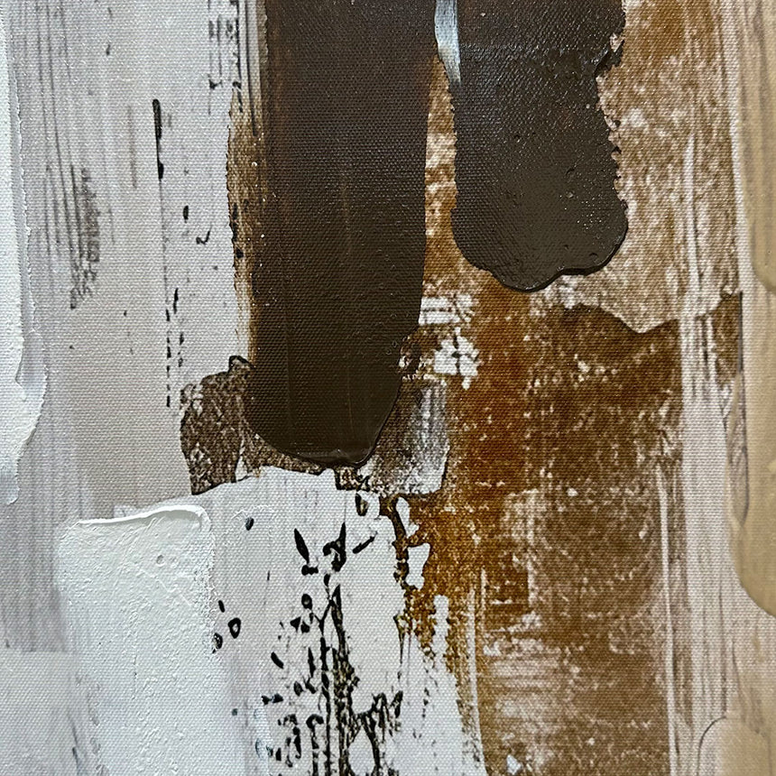Håndlavet maleri med ramme - Beige Serenity - Mixed media - Incado